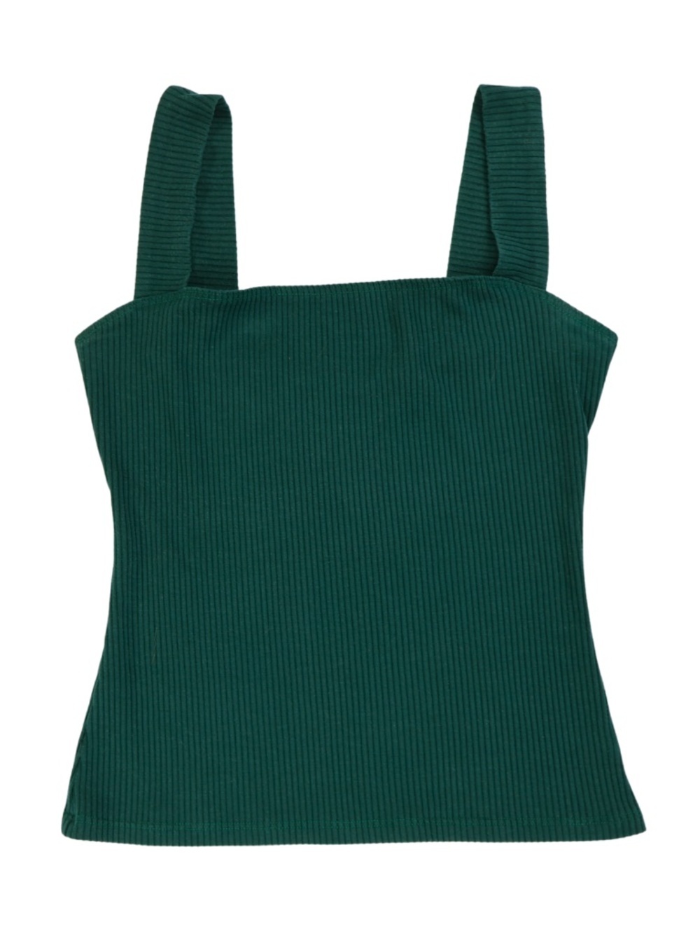 Reformation XS Green Ribbed Tank Top Square Neck Stretch Fitted Made USA